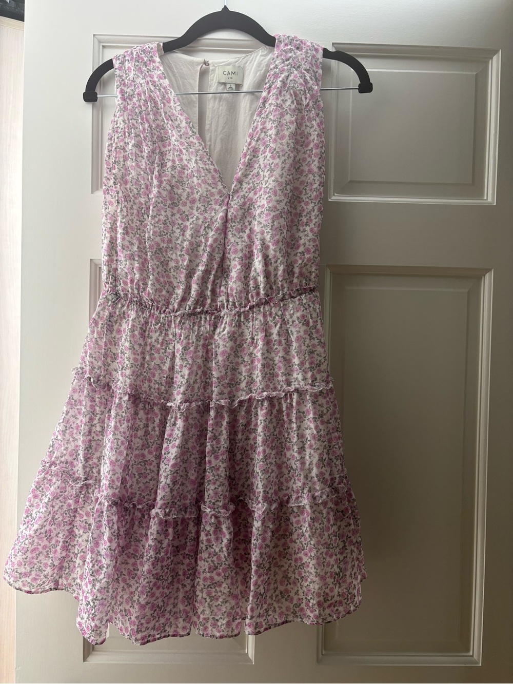 Cami NYC Sleeveless Pink Floral Tiered Dress